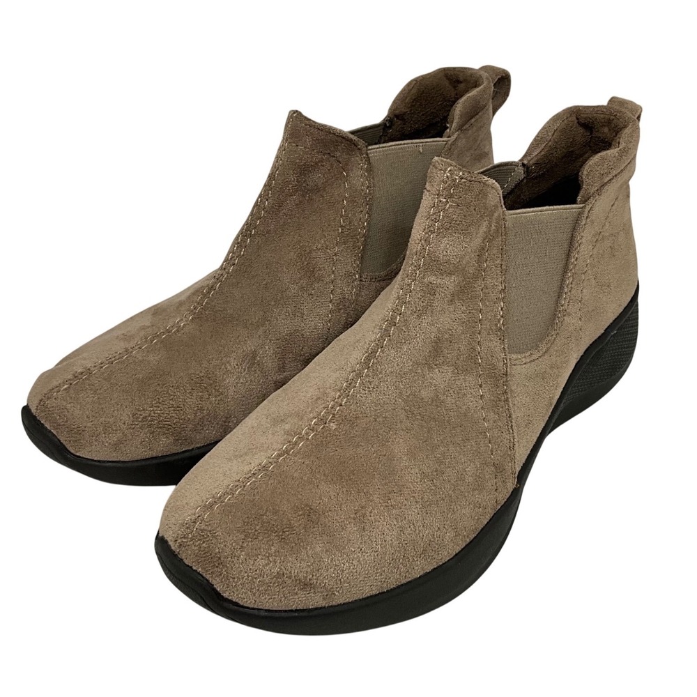Earth Origins Ankle Boots Brown Suede Slip On Comfort Chelsea Shoes 7.5 Women